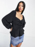 Фото #1 товара New Look ruched front shirred blouse in black