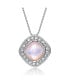 ფოტო #1 პროდუქტის Sterling Silver White Cubic Zirconia Around Faux Pearl Oval Pendant