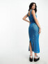 Reclaimed Vintage knitted crochet summer festival midi dress in blue