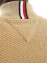 Фото #5 товара Tommy Hilfiger oval structure zip mock jumper in khaki green