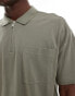 New Look 1/4 zip pique polo shirt co-ord in khaki