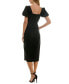 ფოტო #2 პროდუქტის Juniors' Sweetheart-Neck Puff-Sleeve Midi Dress