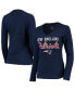 Women's Navy New England Patriots Post Season Long Sleeve V-Neck T-shirt