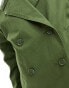 Monki short trench coat in khaki green