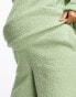 ASOS DESIGN Maternity lounge borg sweat & wide leg trouser set in sage