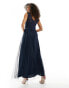 Фото #3 товара Vila Bridesmaid lace and tulle maxi dress in navy