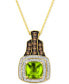 Фото #1 товара Le Vian green Apple Peridot (2-1/3 ct. t.w.) & Diamond (1/2 ct. t.w.) Cushion Halo 18" Pendant Necklace in 14k Gold