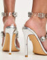 Azalea Wang Everly jewelled heeled sandals in silver