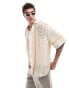 Pull&Bear crochet orange stripe shirt in ecru