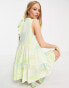 Фото #2 товара ASOS DESIGN high neck tiered mini dress in green swirl print