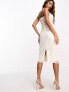 Starlet exclusive ruched cup embellished midi dress in ivory