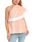 Фото #1 товара Pearl By Lela Rose Poplin Asymmetrical Ruffle Top Women's Pink Xs