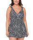 ფოტო #2 პროდუქტის Plus Size Printed Twist-Front Swimdress, Created for Macy's