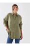 Vision Düz Uzun Kollu Oversize Keten Karışımlı Kadın Gömlek