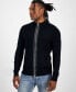 Фото #1 товара Men's Silas Regular-Fit Ribbed-Knit Full-Zip Mock Neck Cardigan with Faux-Leather Trim, Created for Macy's