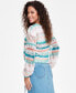 ფოტო #2 პროდუქტის Women's Printed Lace-Up Blouse, Created for Macy's