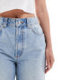 Фото #10 товара ASOS DESIGN Hourglass wide leg dad jean in mid blue with rips