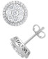 ფოტო #1 პროდუქტის Diamond Halo Cluster Stud Earrings (1 ct. t.w.) in 14k White Gold