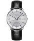 Фото #1 товара Men’s Swiss Automatic Chronometer Commander Black Leather Strap Watch 40mm