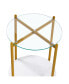 2-Layer End Table With Tempered Glass And Marble Tabletop, Round Coffee Table With Golden