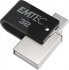 Фото #2 товара EMTEC T260B - 32 GB - USB Type-A / Micro-USB - 2.0 - 15 MB/s - Swivel - Black - Stainless steel