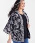 Plus Size Linen Blend Reversible Kimono, Created for Macy's Iris Dreams Black, 1X - фото #3