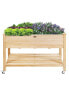 Фото #3 товара Wood Elevated Planter Bed with Lockable Wheels Shelf and Liner