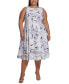 Фото #1 товара Plus Size Sleeveless Mesh-Hem Midi Dress