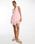 Фото #3 товара ASOS DESIGN dobby chiffon wrap around waist ballet micro mini dress in soft pink