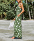 Women's Green Palm Tree Print Straight Leg Pants