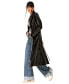 ფოტო #10 პროდუქტის Women's Double-Breasted Belted Faux-Leather Coat