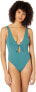 Фото #1 товара Bikini Lab 240255 Womens Keyhole Front One Piece Swimsuit Dark Teal Size X-Large