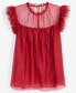 Фото #5 товара Women's Tulle Flutter-Sleeve Top, Created for Macy's