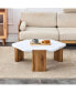 Фото #9 товара Modern MDF Coffee Table with White Top & Wooden Legs