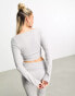 ASOS DESIGN wrap over top co ord in grey marl