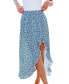 ფოტო #1 პროდუქტის Women's Blue Ditsy Asymmetrical Ruffle Hem Midi Skirt