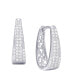 ფოტო #1 პროდუქტის Cubic Zirconia Pave Oval Hoop Earrings in Silver Plate