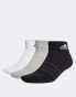 adidas cushioned sportswear 6 pack ankle socks in grey, black & white