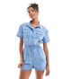 Фото #1 товара Miss Selfridge acid wash utility playsuit in blue