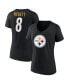 ფოტო #1 პროდუქტის Women's Kenny Pickett Black Pittsburgh Steelers Player Icon Name and Number V-Neck T-shirt