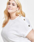 Фото #3 товара Plus Size Short-Sleeve Button-Detail Blouse