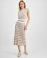 Women's Newport Striped Knit Midi Skirt Tab White, S - фото #1