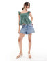 Hollister square neck babydoll top in green