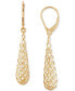 ფოტო #1 პროდუქტის Lattice Work Elongated Teardrop Leverback Drop Earrings in 10k Gold