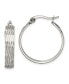 ფოტო #1 პროდუქტის Stainless Steel Polished and Textured Hoop Earrings