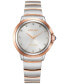 ფოტო #1 პროდუქტის Eco-Drive Women's Ceci Diamond Accent Two-Tone Stainless Steel Bracelet Watch 32mm