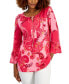 Фото #1 товара Women's Printed Embellished Tunic with Ruffle Sleeves, Created for Macy's