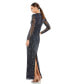 Фото #4 товара Women's Women's Embellished High Neck Illusion Long Sleeve Gown