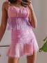 Фото #1 товара Labelrail x Pose and Repeat ruched mini skirt in lilac and pink mesh