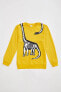 Erkek Çocuk Dinozor Baskılı Fermuar Detaylı Sweatshirt